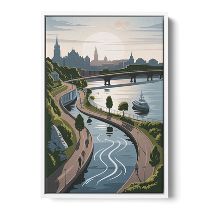 Quebec City Scenic Pathway Front - White Canvas Wall Art