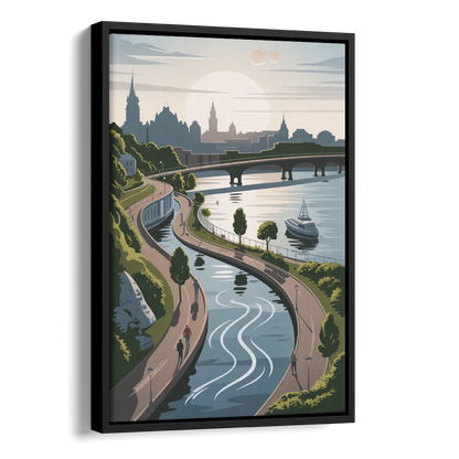 Quebec City Scenic Pathway Side - Black Canvas Wall Art