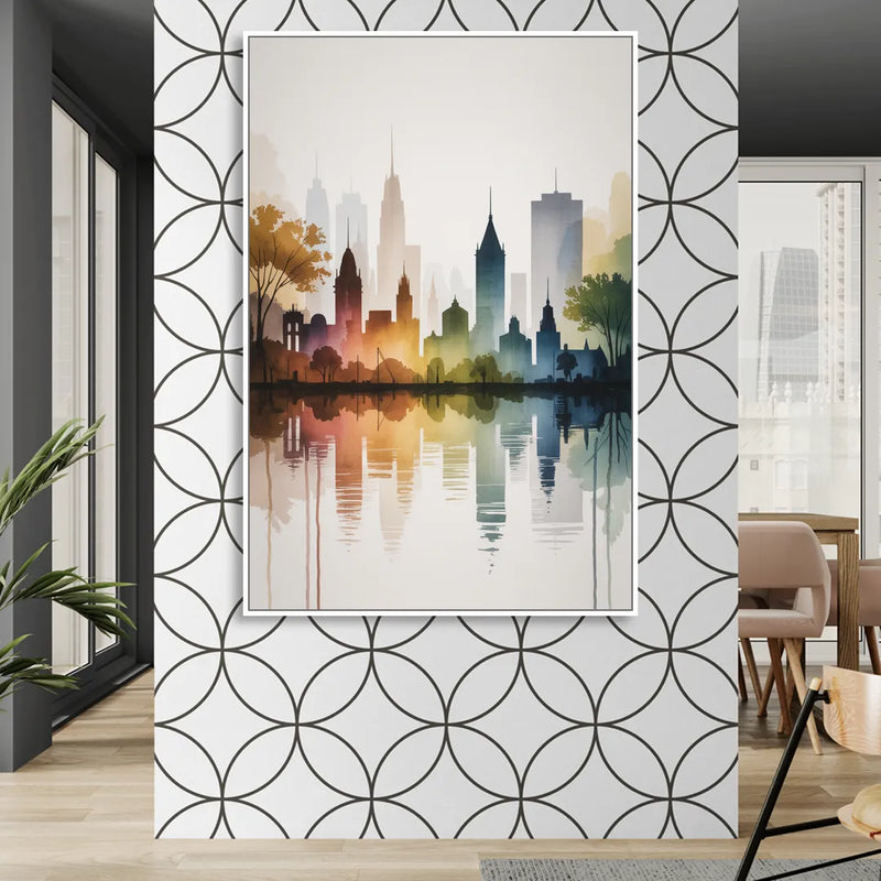 Quebec City Skyline Living Room - White Canvas Wall Art