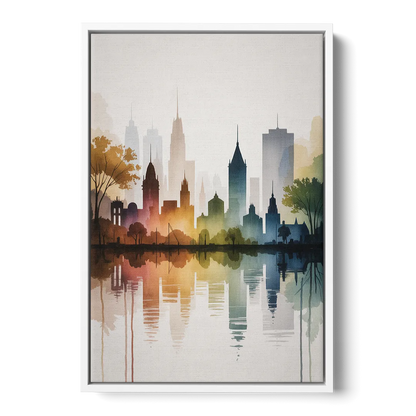 Quebec City Skyline Front - White Canvas Wall Art