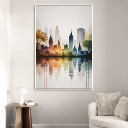 Quebec City Skyline Sitting Room - White Canvas Wall Art