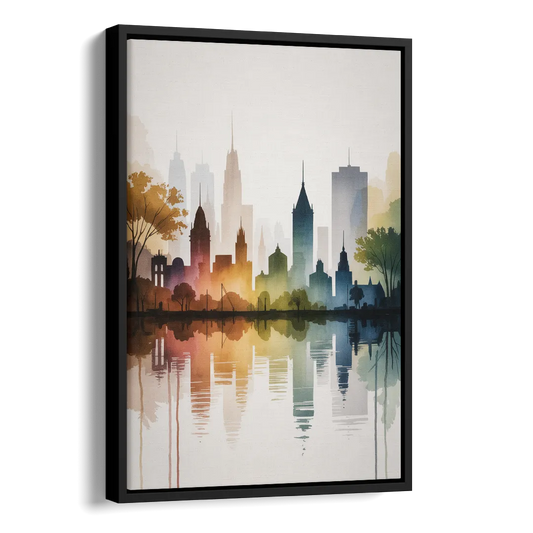 Quebec City Skyline Side - Black Canvas Wall Art