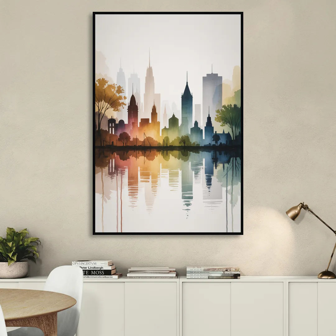 Quebec City Skyline Sitting Room - Black Canvas Wall Art
