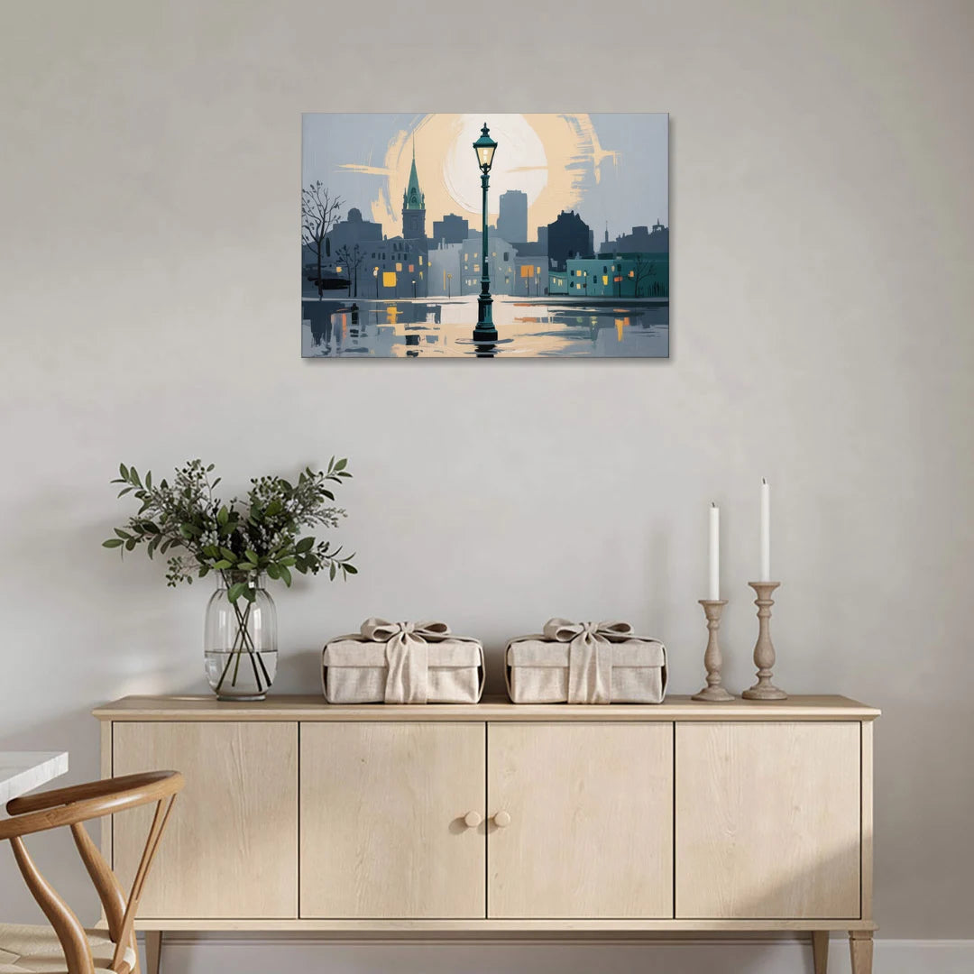 Quebec City Street Lamps - Canvas Wall Art - Coffee Table - 36x24