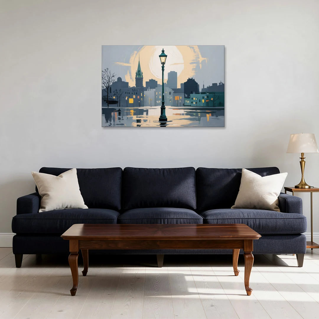 Quebec City Street Lamps - Canvas Wall Art - Sofa - 36x24
