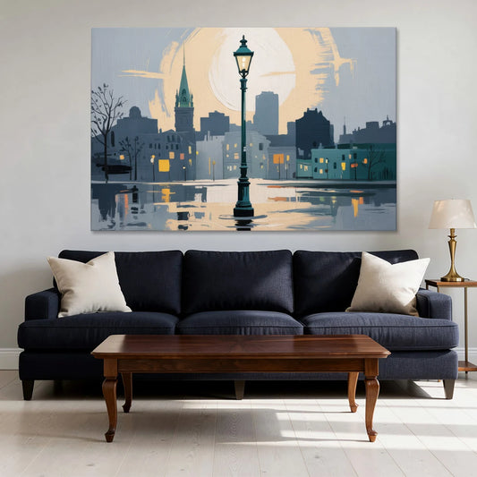 Quebec City Street Lamps - Canvas Wall Art - Sofa - 60x40