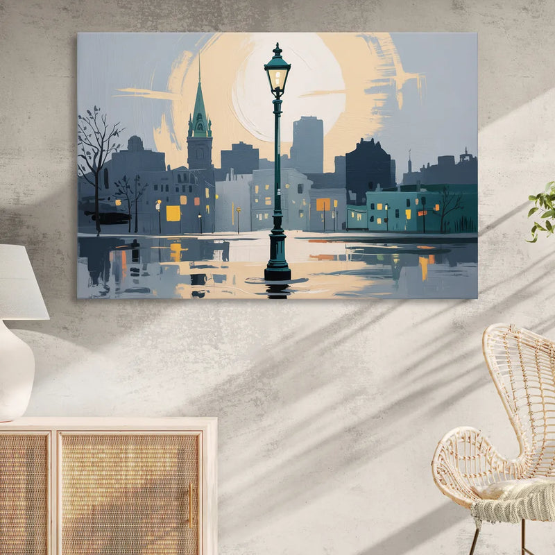 Quebec City Street Lamps Living Room - Canvas Wall Art
