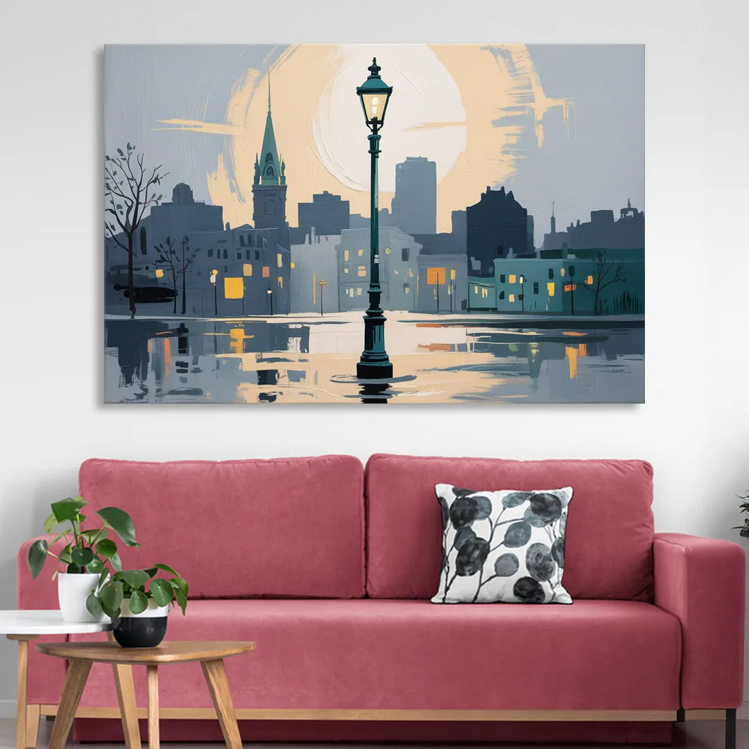 Quebec City Street Lamps Sitting Room - Canvas Wall Art