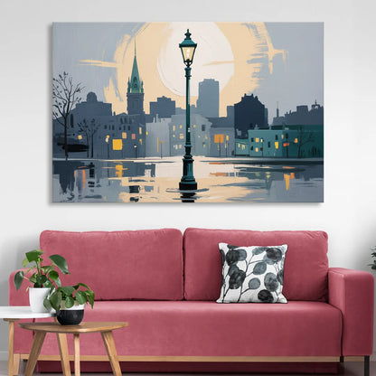 Quebec City Street Lamps Sitting Room - Canvas Wall Art