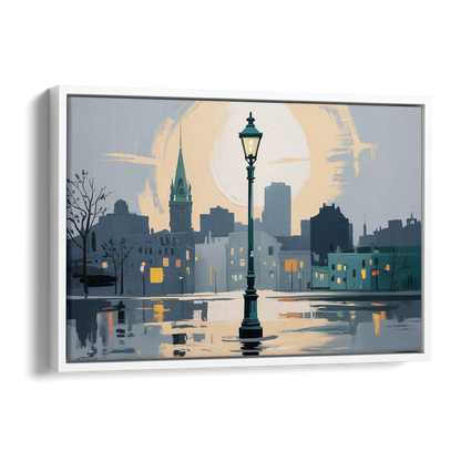 Quebec City Street Lamps Side - White Canvas Wall Art