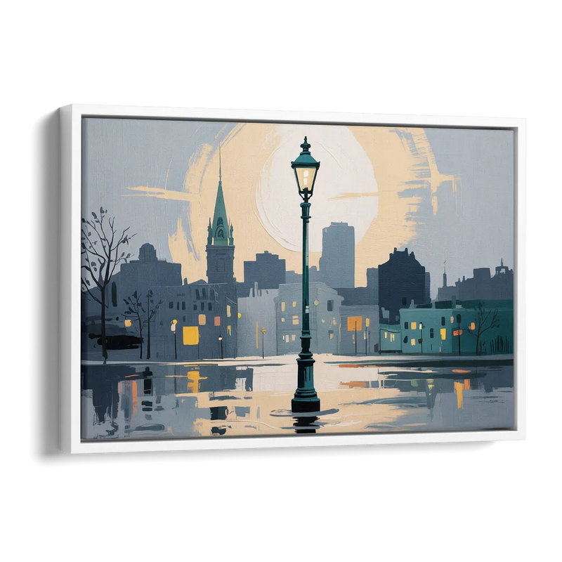 Quebec City Street Lamps Side - White Canvas Wall Art