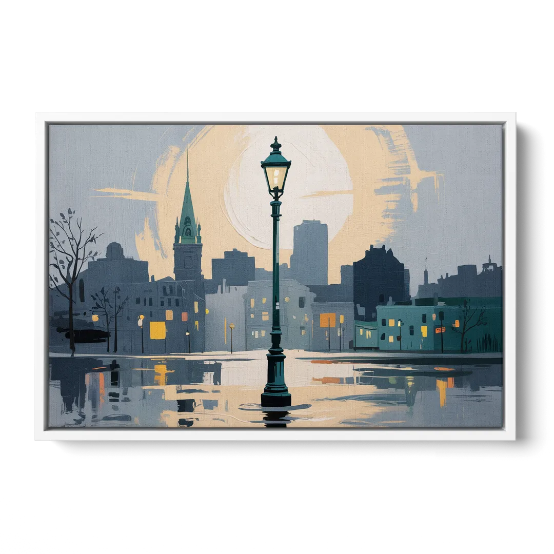 Quebec City Street Lamps Front - White Canvas Wall Art