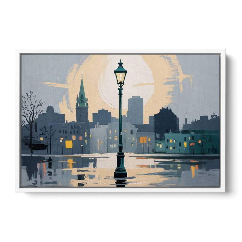Quebec City Street Lamps Front - White Canvas Wall Art