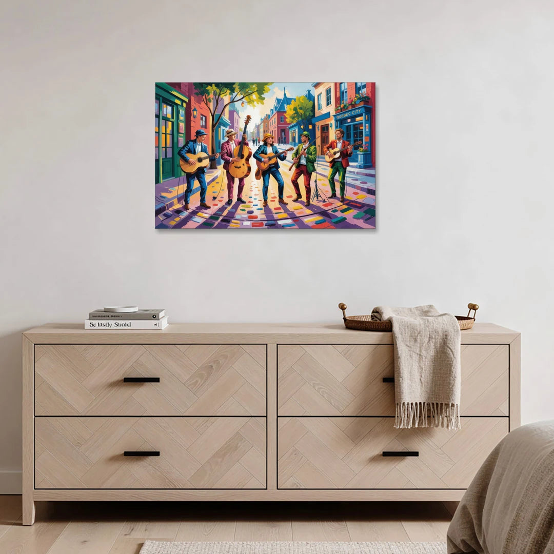 Quebec City Street Musicians - Canvas Wall Art - Coffee Table - 36x24