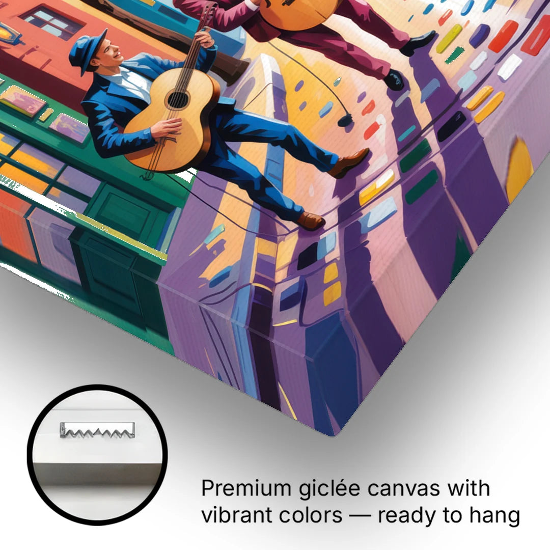 Quebec City Street Musicians - Canvas Wall Art - Gallery Wrap Corner