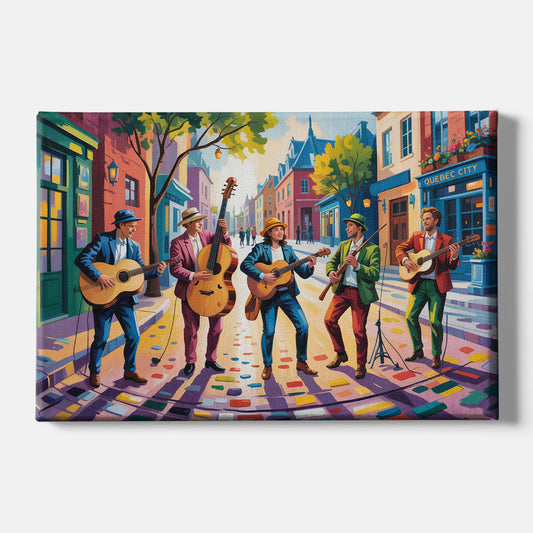 Quebec City Street Musicians - Canvas Wall Art