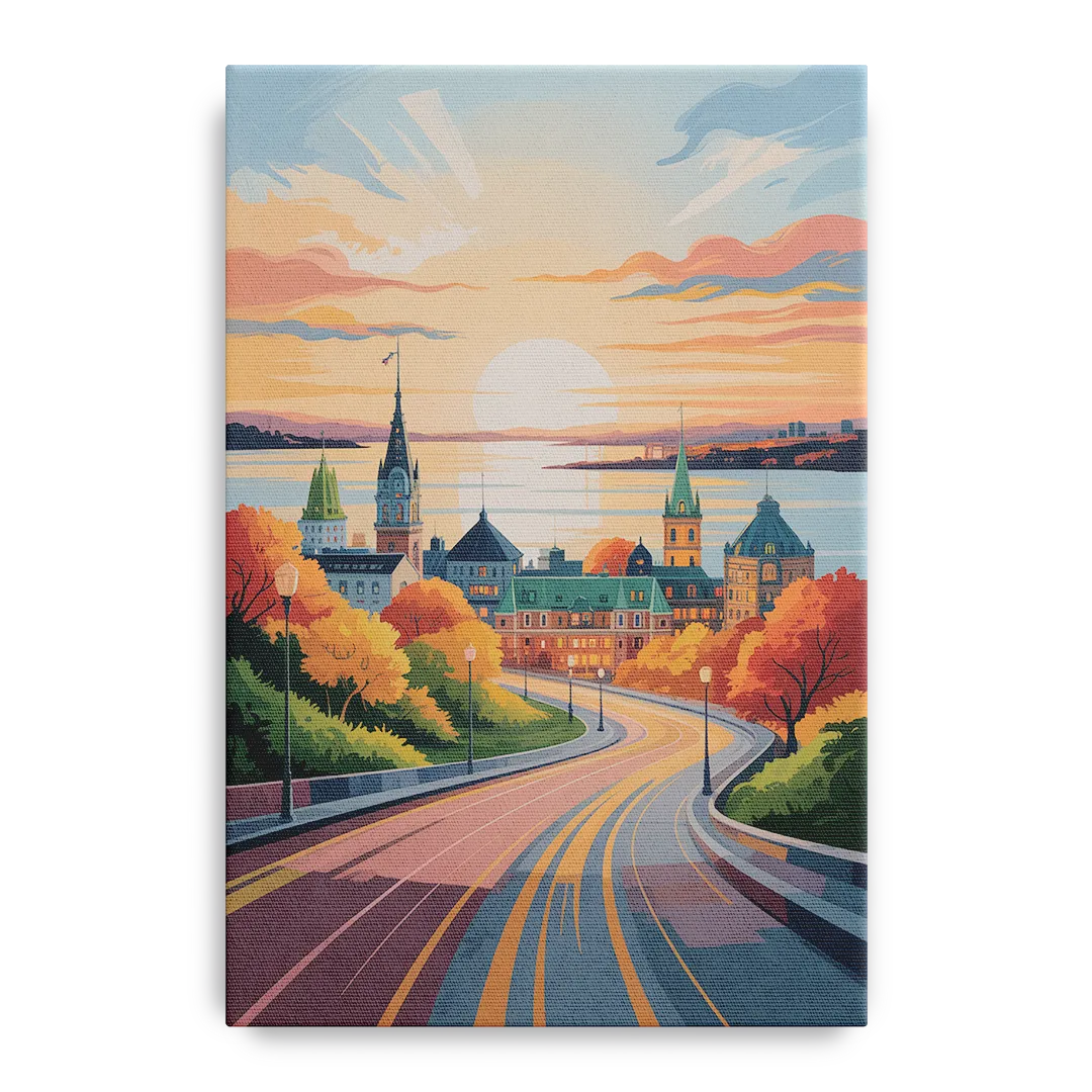 Quebec City Sunrise Front - Canvas Wall Art