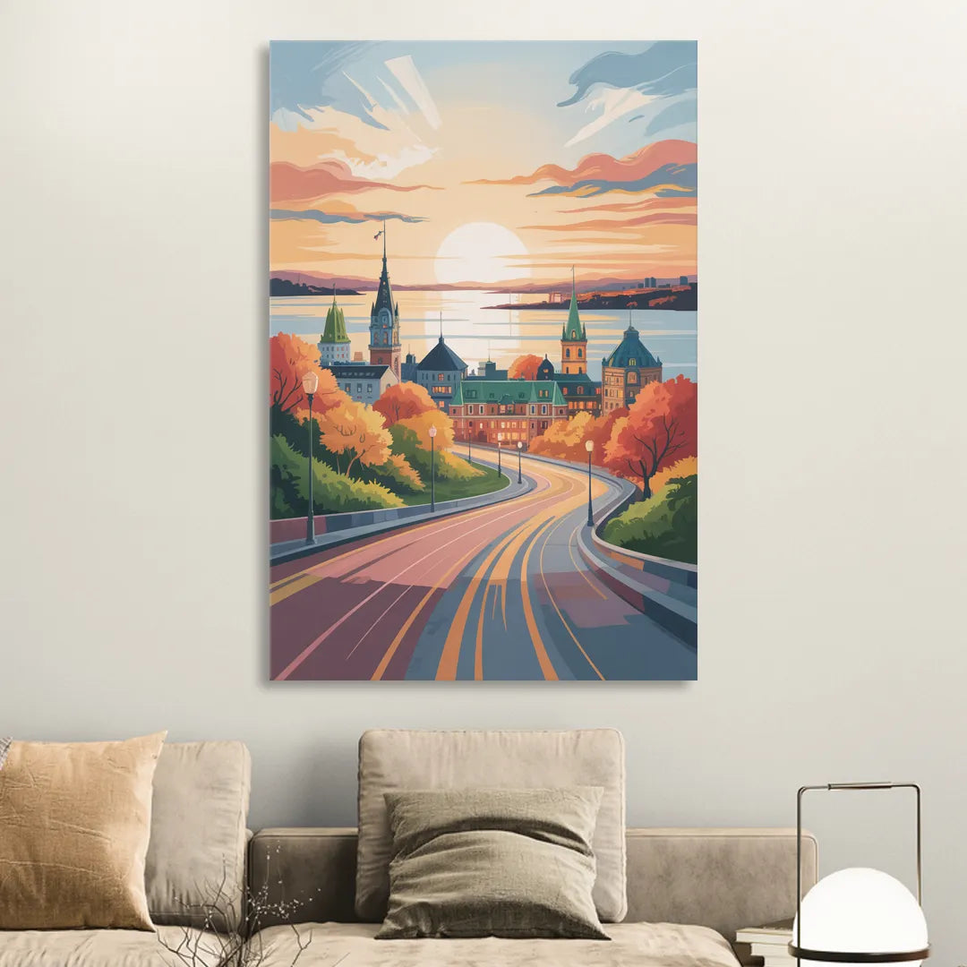 Quebec City Sunrise Living Room - Canvas Wall Art