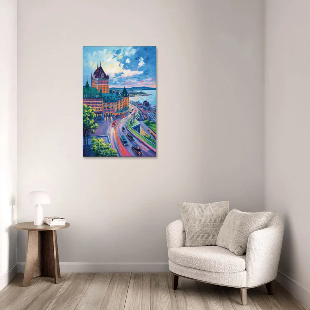 Quebec City Tower View - Canvas Wall Art - Sofa - 24x36