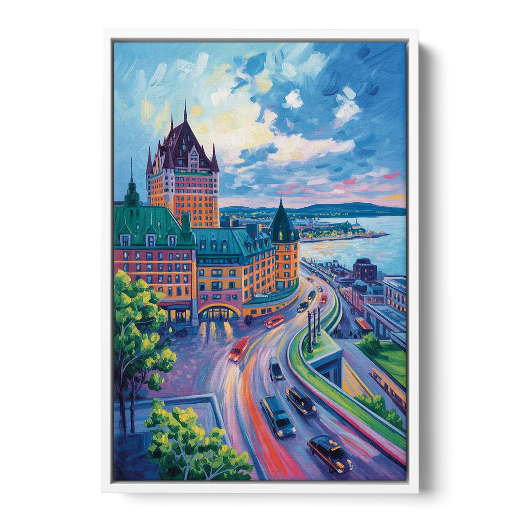 Quebec City Tower View Front - White Canvas Wall Art