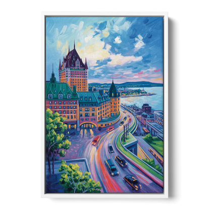 Quebec City Tower View Front - White Canvas Wall Art