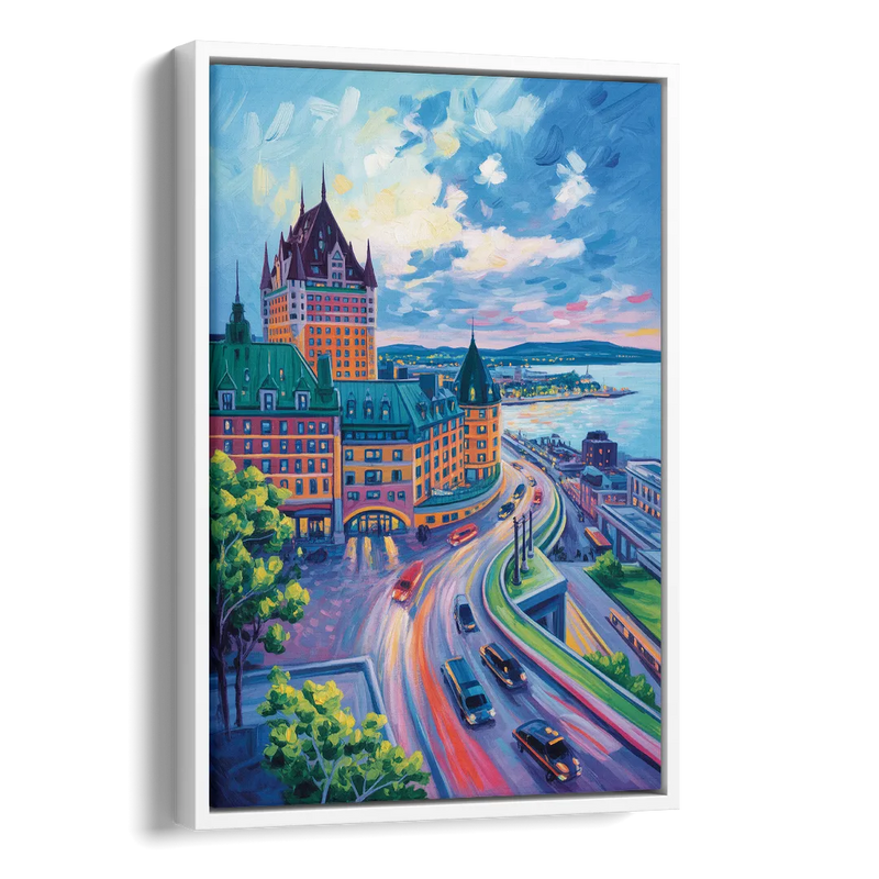 Quebec City Tower View Side - White Canvas Wall Art
