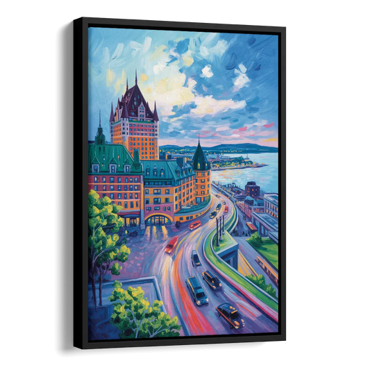 Quebec City Tower View Side - Black Canvas Wall Art