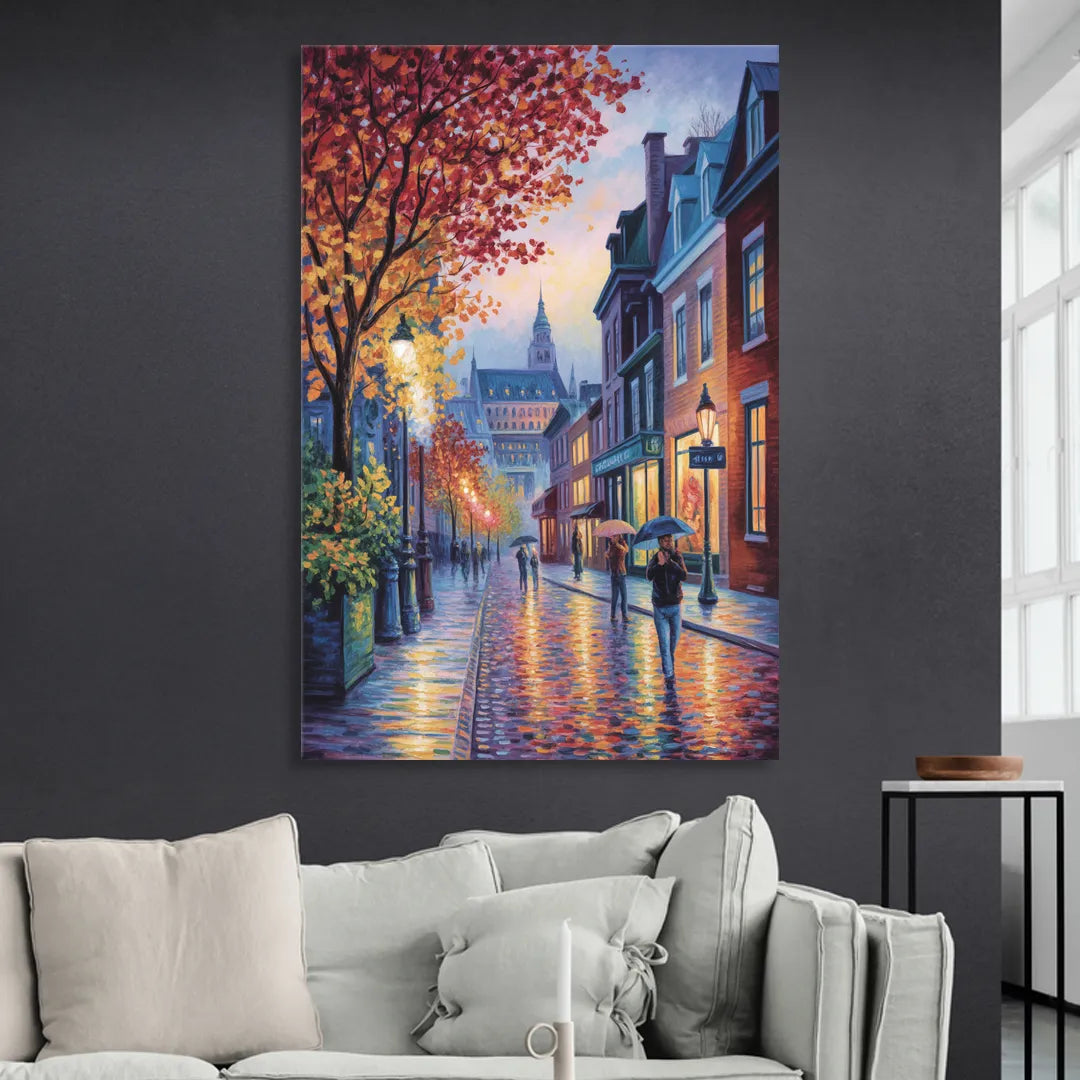 Quebec City in Autumn Living Room - Canvas Wall Art