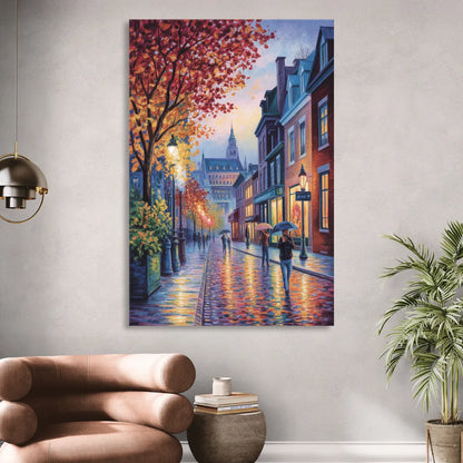 Quebec City in Autumn Sitting Room - Canvas Wall Art