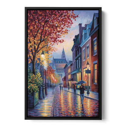 Quebec City in Autumn Front - Black Canvas Wall Art