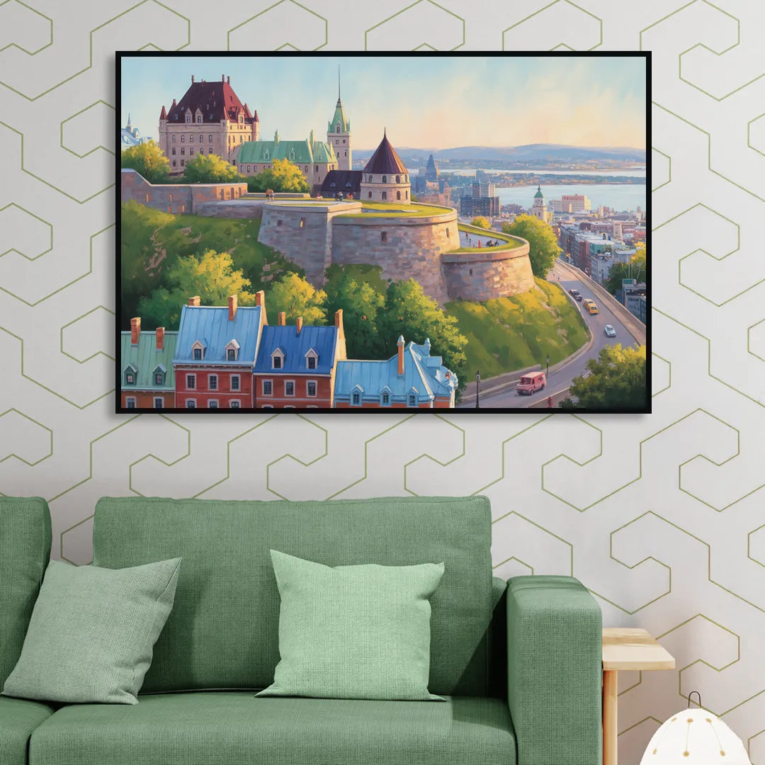 Quebec Fortress Walls Sitting Room - Black Canvas Wall Art