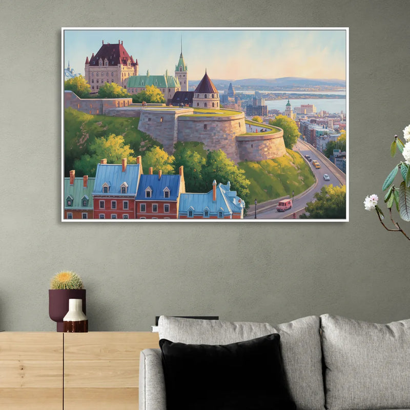 Quebec Fortress Walls Sitting Room - White Canvas Wall Art