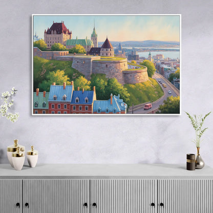 Quebec Fortress Walls Living Room - White Canvas Wall Art