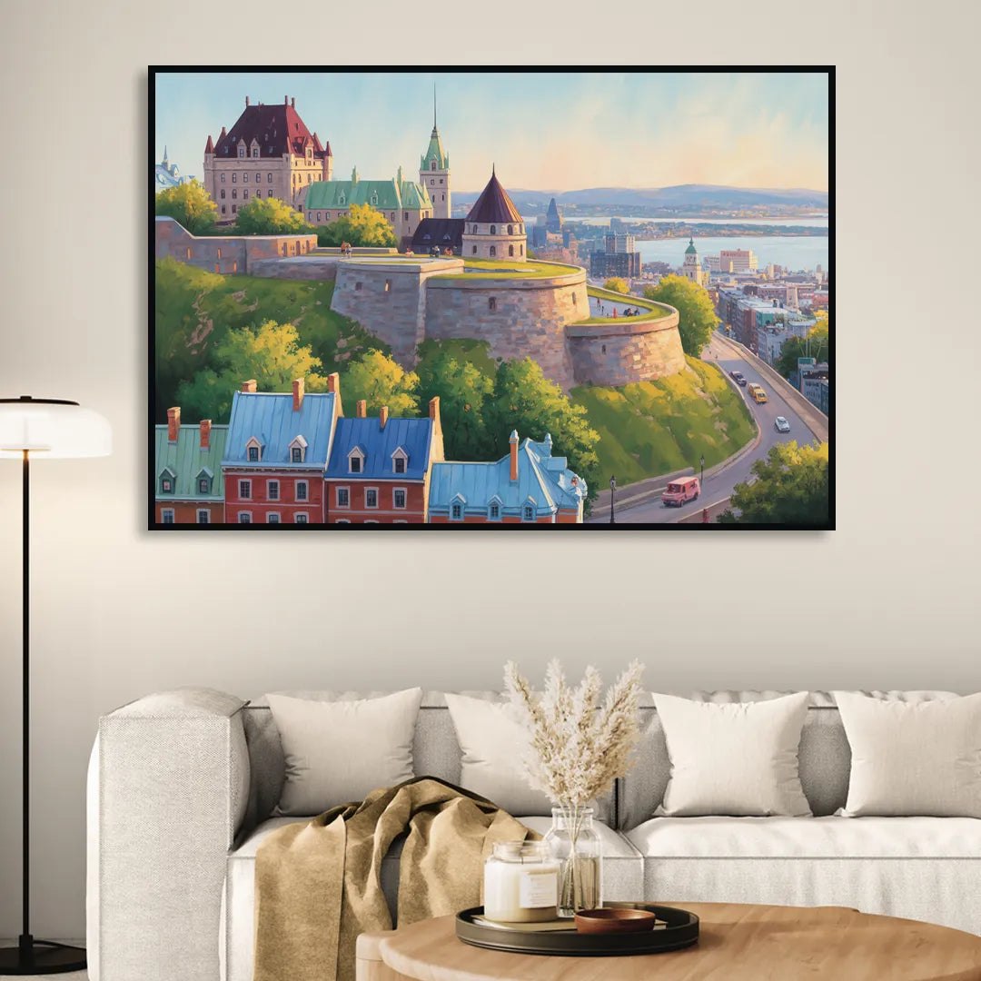 Quebec Fortress Walls Living Room - Black Canvas Wall Art