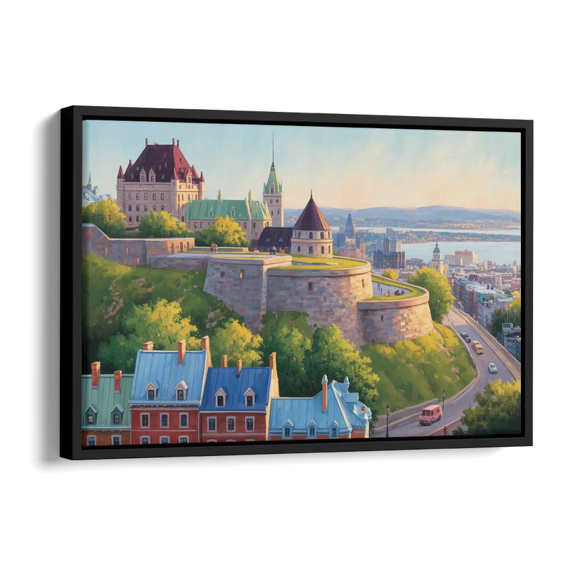 Quebec Fortress Walls Side - Black Canvas Wall Art