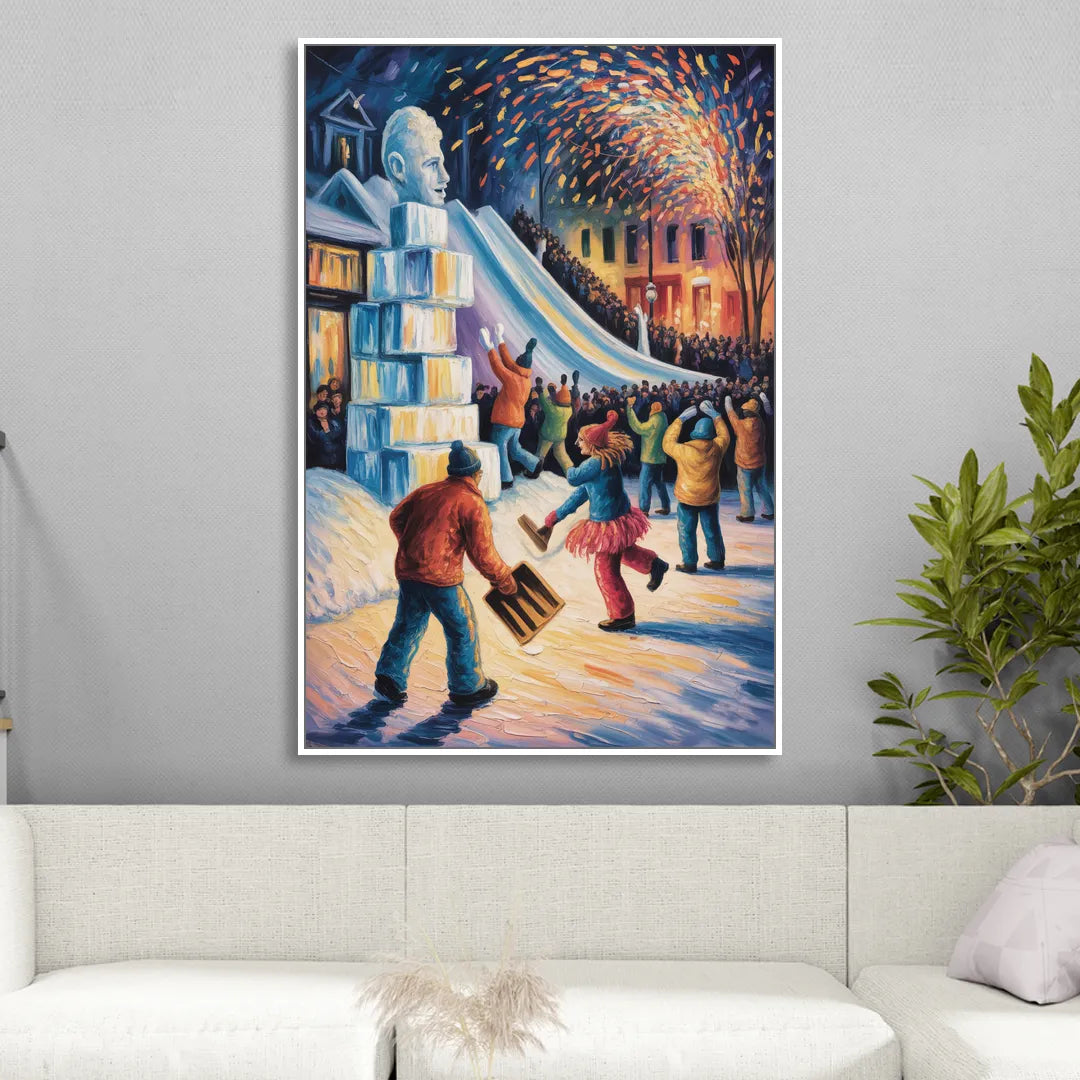 Quebec Winter Carnival Living Room - White Canvas Wall Art