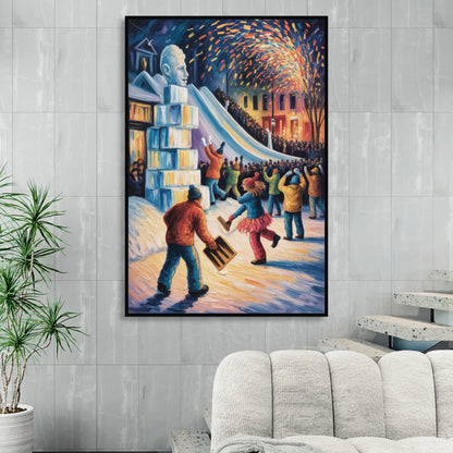 Quebec Winter Carnival Living Room - Black Canvas Wall Art