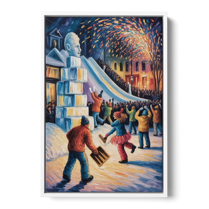 Quebec Winter Carnival Front - White Canvas Wall Art