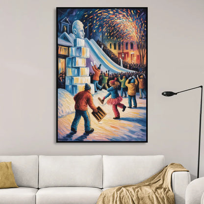 Quebec Winter Carnival Sitting Room - Black Canvas Wall Art