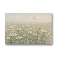Queen Anne's Lace Art of a Misty Sage Meadow - Canvas Wall Art - Front