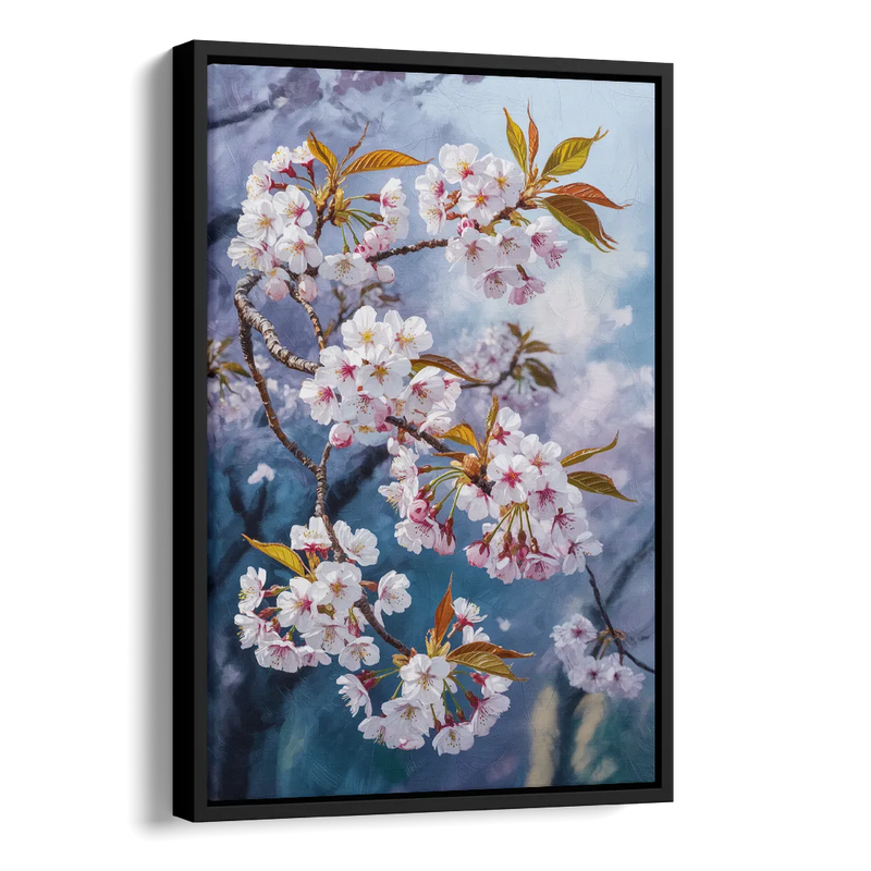 Queen Elizabeth Park Blossoms Side - Black Canvas Wall Art
