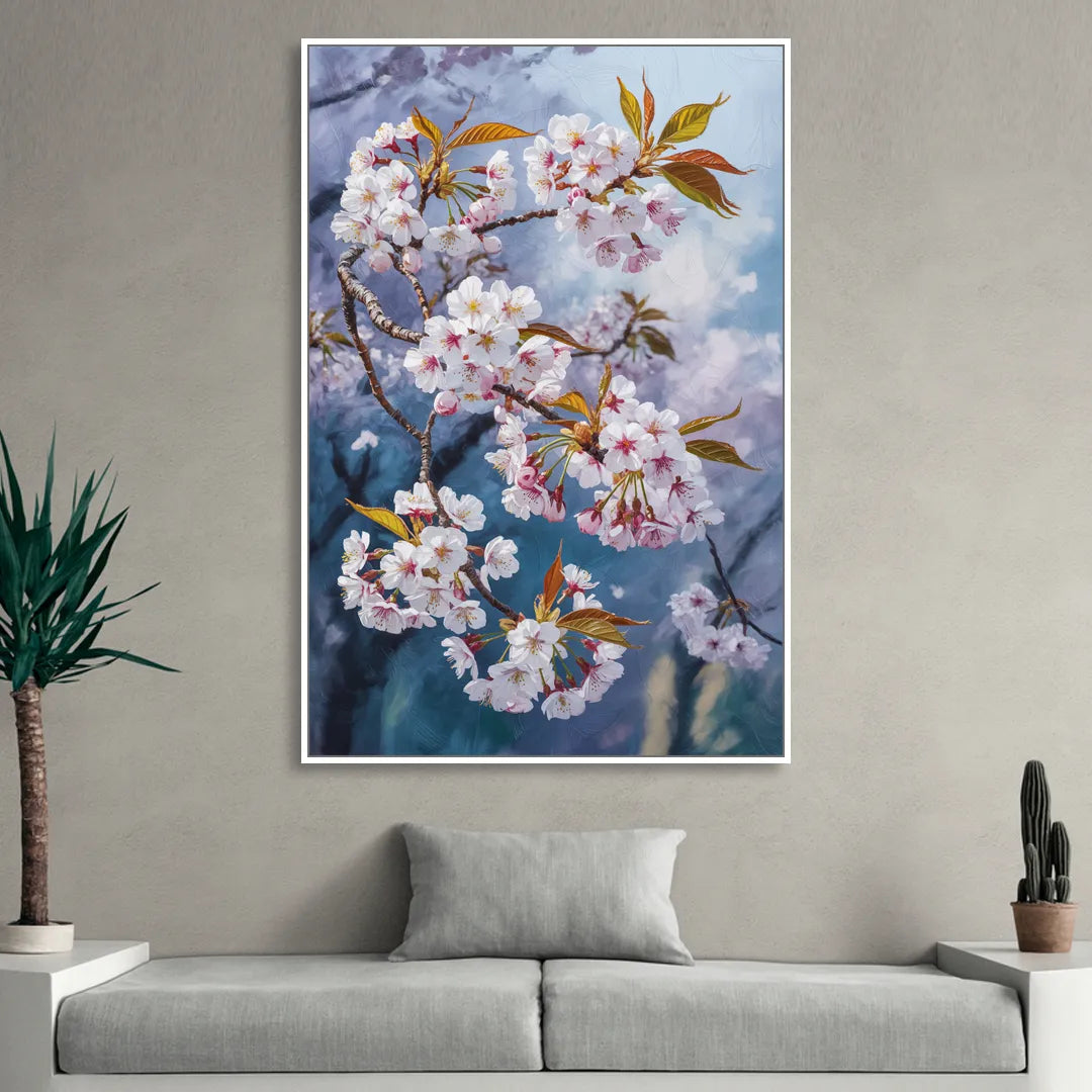 Queen Elizabeth Park Blossoms Living Room - White Canvas Wall Art