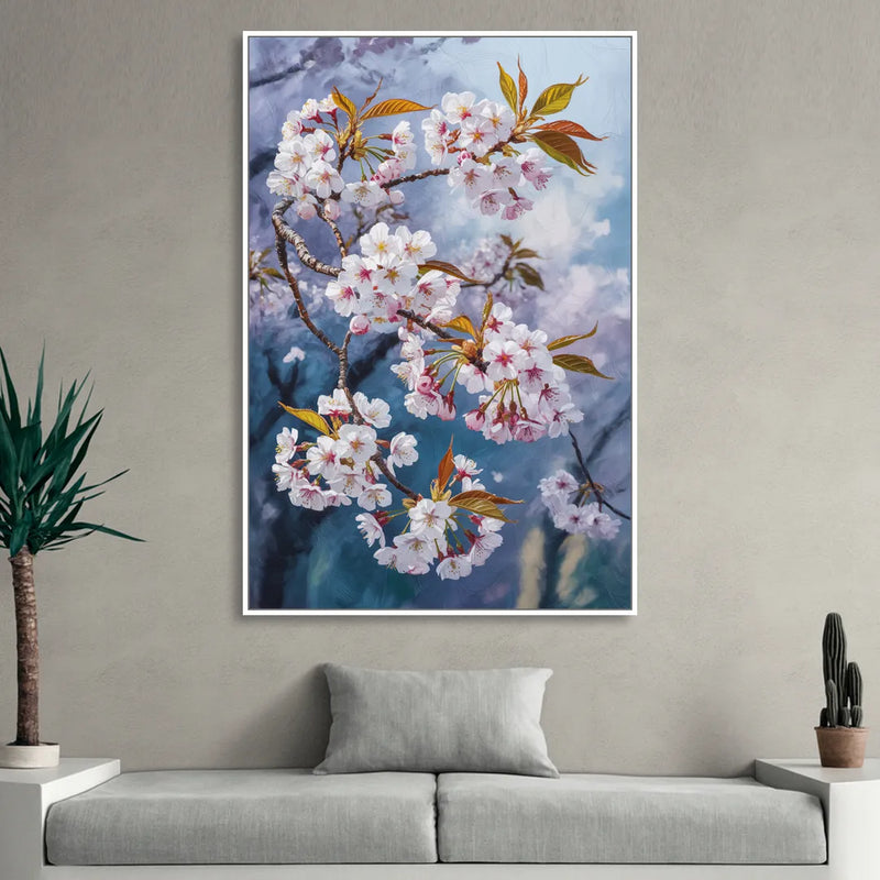 Queen Elizabeth Park Blossoms Living Room - White Canvas Wall Art