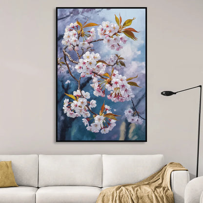 Queen Elizabeth Park Blossoms Living Room - Black Canvas Wall Art