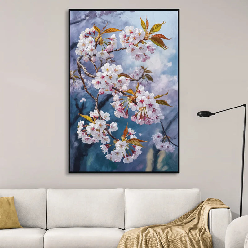 Queen Elizabeth Park Blossoms Living Room - Black Canvas Wall Art