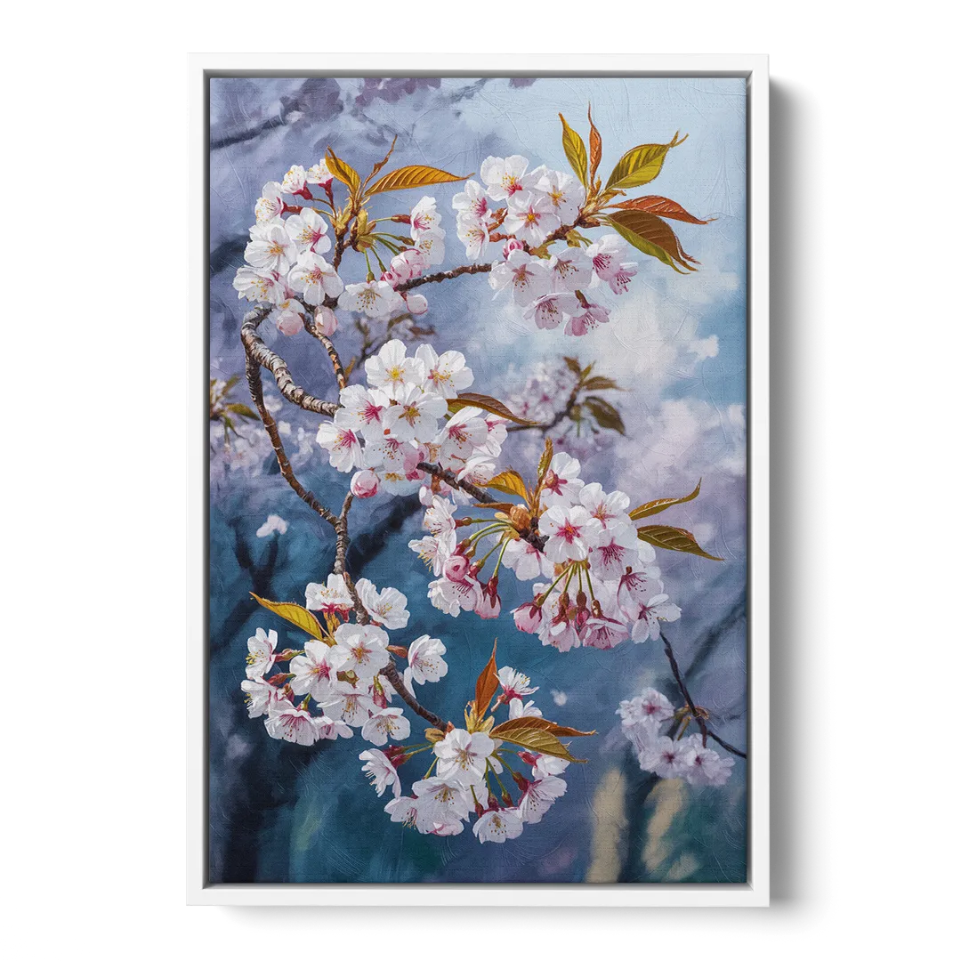 Queen Elizabeth Park Blossoms Front - White Canvas Wall Art