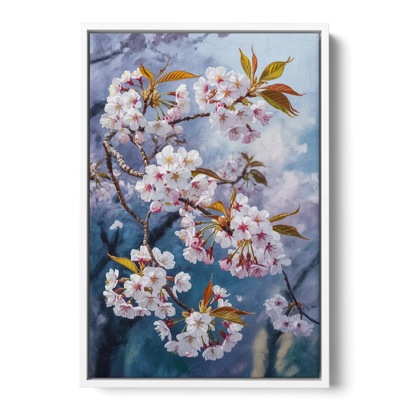 Queen Elizabeth Park Blossoms Front - White Canvas Wall Art