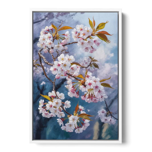 Queen Elizabeth Park Blossoms - White Framed Canvas Wall Art - Front