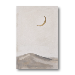 Quiet Luxury Wall Art with a Gold Crescent Moon - Canvas Wall Art - Front
