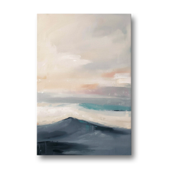 Minimalist Quiet Mountain Ridge with Teal Crest - Canvas Wall Art - Front